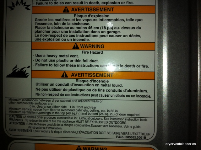 dryer warning label