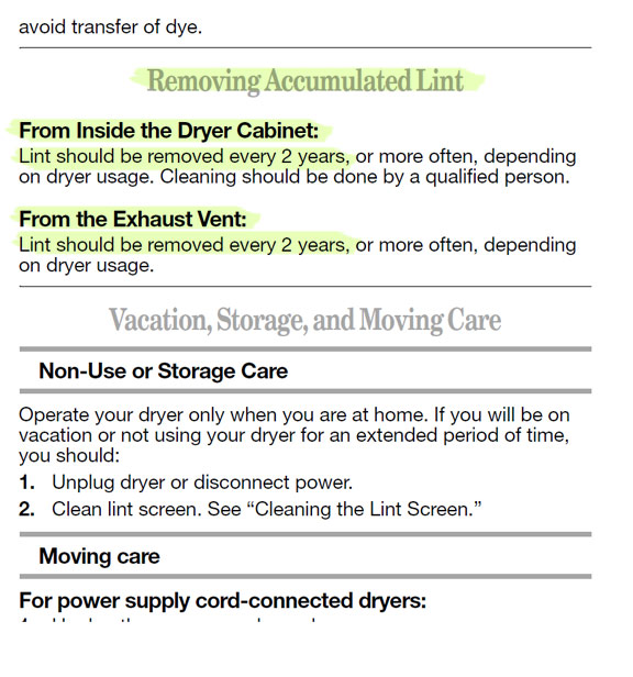 dryer fire prevention