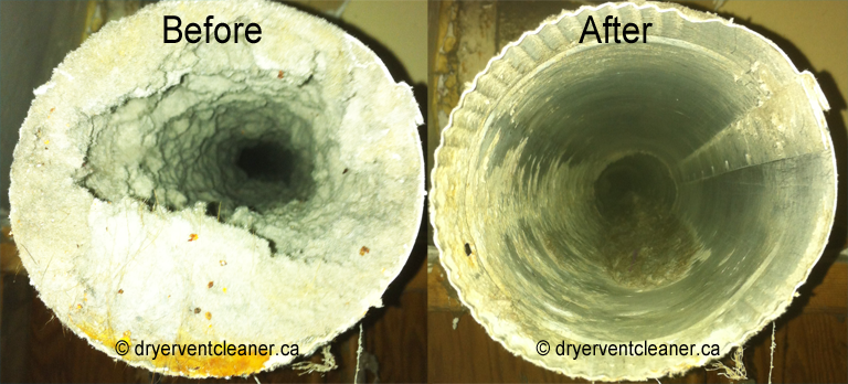 dryer vent cleaning before and after